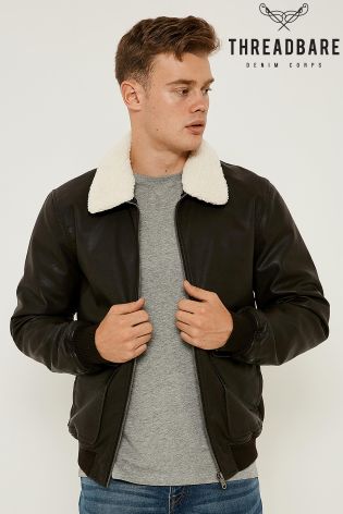 Threadbare PU Bomber Jacket